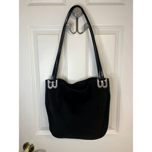 Vintage BALLY Black Nyon & Patent Leather Hobo Shoulder Bag
